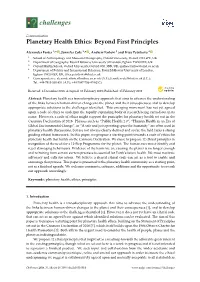 Planetary Health Ethics: Beyond First Principles