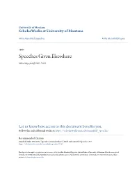 Speeches Given Elsewhere Mike Mansfield 1903-2001