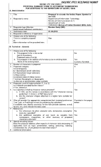 Wg2 N3887 Iso/Iec Jtc 1/Sc 2/Wg 2 Proposal Summary Form to Accompany Submissions for Additions to the Repertoire of Iso/Iec 10646 A