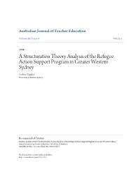 A Structuration Theory Analysis of the Refugee Action Support Program in Greater Western Sydney Loshini Naidoo University of Western Sydney