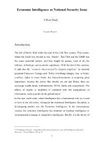 Economic Intelligence As National Security Issue
