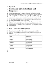 Final Environmental Impact Statement for the Coordinated Long-Term