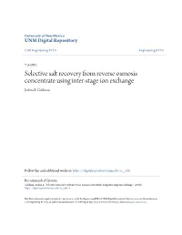 Selective Salt Recovery from Reverse Osmosis Concentrate Using Inter-Stage Ion Exchange Joshua E
