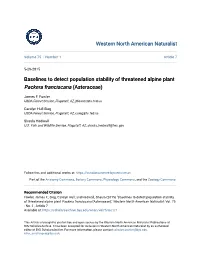 Baselines to Detect Population Stability of Threatened Alpine Plant Packera Franciscana (Asteraceae)