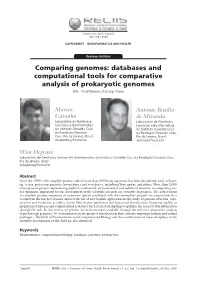 Comparing Genomes: Databases and Computational Tools for Comparative Analysis of Prokaryotic Genomes DOI: 10.3395/Reciis.V1i2.Sup.105En