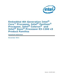 Embedded 4Th Generation Intel Core™ Processor, Intel Pentium