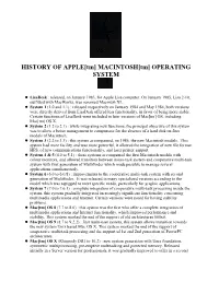 HISTORY of APPLE[Tm] MACINTOSH[Tm] OPERATING SYSTEM
