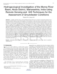 Hydrogeological Investigation of the Morna River Basin, Akola District, Maharashtra, India Using Remote Sensing and GIS Techniques for The