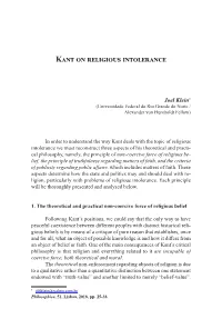 Kant on Religious Intolerance