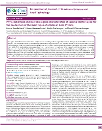 Physicochemical and Microbiological Characteristics Of