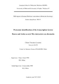 Proteomic Identification of the Transcription Factors Ikaros And