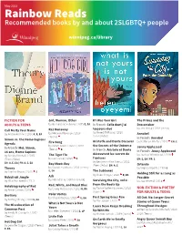 Rainbow Reads Recommended Books by and About 2SLGBTQ+ People