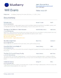 Will Evans Editor​ A​ Vid, FCP