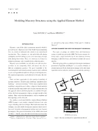 Modeling Masonry Structures Using the Applied Element Method Application of Bioassay for the Improvement of Water Treatment Systems