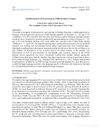 Morphosyntactic Restructuring in Child Heritage Georgian