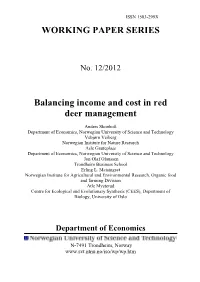 WORKING PAPER SERIES Balancing Income and Cost in Red Deer