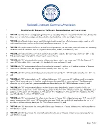 Resolution in Support of Influenza Immunization and Awareness