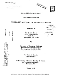 Vl O,R, " GEOLOGIC MAPPING of ARGYRE PLANITIA