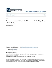 Arrangements and Editions of Public Domain Music: Originally in a Finite System
