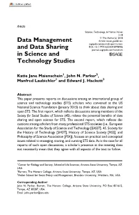 Data Management and Data Sharing in Science and Technology Studies