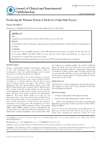 Predicting the Window Period of Stroke by Ocular Risk Factors