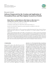 Research Article Software Framework for the Creation and Application of Personalized Bone and Plate Implant Geometrical Models