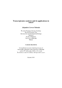 Transcriptomics Analysis and Its Applications in Cancer