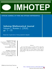 Imhotep Mathematical Journal Volume 1, Numéro 1