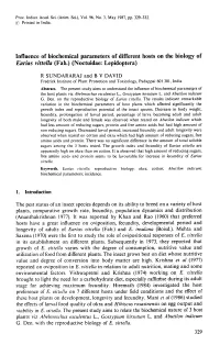 Influence of Biochemical Parameters of Different Hosts on the Biology of &lt;Emphasis Type="Italic"&gt;Earias Vittella