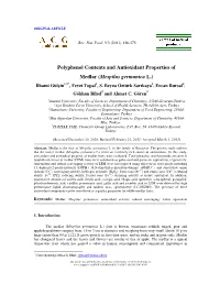 Polyphenol Contents and Antioxidant Properties of Medlar (Mespilus