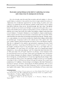Restraints and Problems in the Field of Combating Terrorism and Crimes Done by Immigrants in Europe