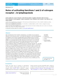 Roles of Activating Functions 1 and 2 of Estrogen Receptor Α in Lymphopoiesis