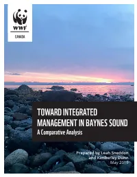 TOWARD INTEGRATED MANAGEMENT in BAYNES SOUND a Comparative Analysis