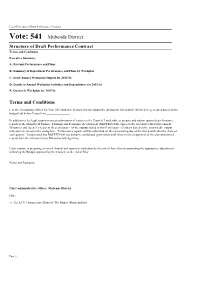 Vote: 541 Mubende District Structure of Draft Performance Contract Terms and Conditions