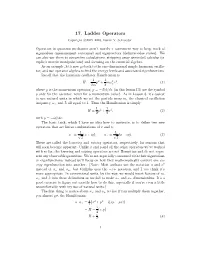 17. Ladder Operators Copyright C 2015–2016, Daniel V