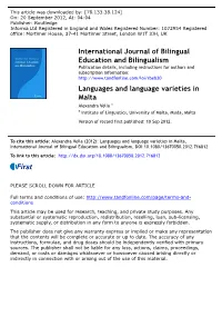 Languages and Language Varieties in Malta