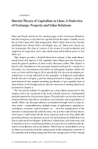 Marxist Theory of Capitalism As Class: a Dialectics of Exchange, Property and Value Relations