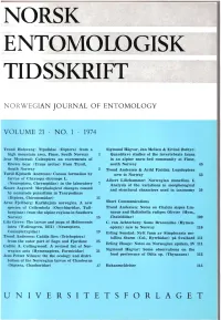 Norsk Entomologisk Tidsskrift All Figures and Tables Should Be Referred to in Publishes Papers in English, Occasionally in French, the Text by Their Number