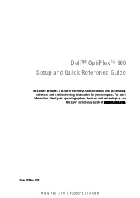 Dell Optiplex 360 Setup and Quick Reference Guide