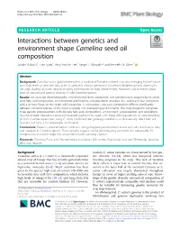 Interactions Between Genetics and Environment Shape Camelina Seed Oil Composition Jordan R