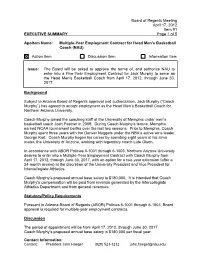 Board of Regents Meeting April 17, 2012 Item #1 EXECUTIVE SUMMARY Page 1 of 5 Contact Information
