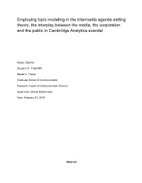 Employing Topic Modeling in the Intermedia Agenda-Setting Theory: the Interplay Between the Media, the Corporation and the Public in Cambridge Analytica Scandal
