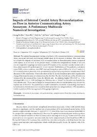 Impacts of Internal Carotid Artery Revascularization on Flow in Anterior Communicating Artery Aneurysm: a Preliminary Multiscale Numerical Investigation