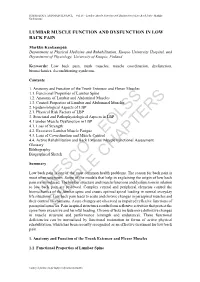 Lumbar Muscle Function and Dysfunction in Low Back Pain - Markku Kankaanpää