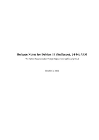 Release Notes for Debian 11 (Bullseye), 64-Bit ARM