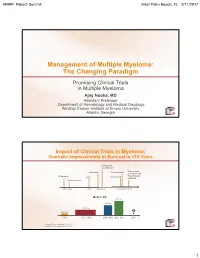 Management of Multiple Myeloma: the Changing Paradigm