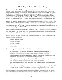 MATLAB Script for Earth-To-Mars Mission Design