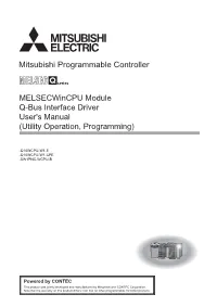 Melsecwincpu Module Q-Bus Interface Driver User's Manual (Utility Operation, Programming)