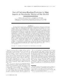 Use of Calcium-Binding Proteins to Map Inputs in Vestibular Nuclei of the Gerbil
