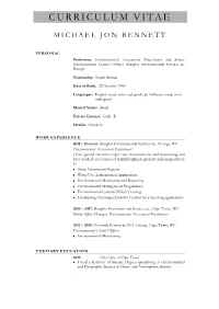 Appendix J2 – CV-Michael Bennett – 2020